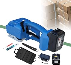 Electric Strapping Packaging Machine, Battery-Powered Baler 50-150mm/s, Handheld Banding Machine for PP/PET Strap 9-16mm 60-2500N Weld/Pack/Cut