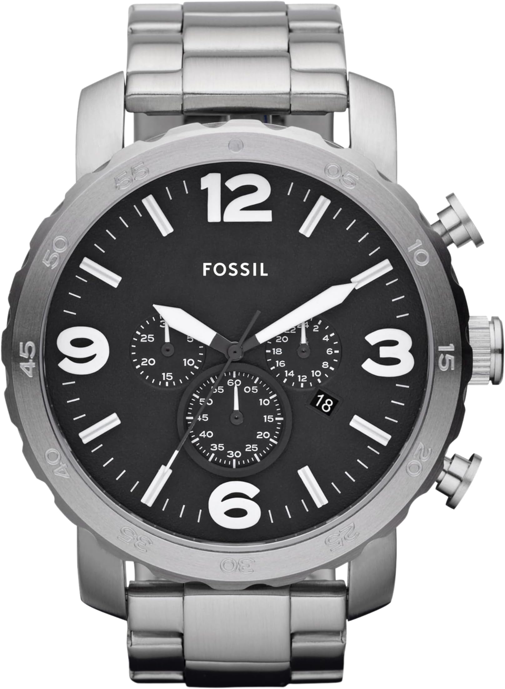 Men's Nate Quartz Watch, Oversized Stainless Steel Chronograph Watch for Men