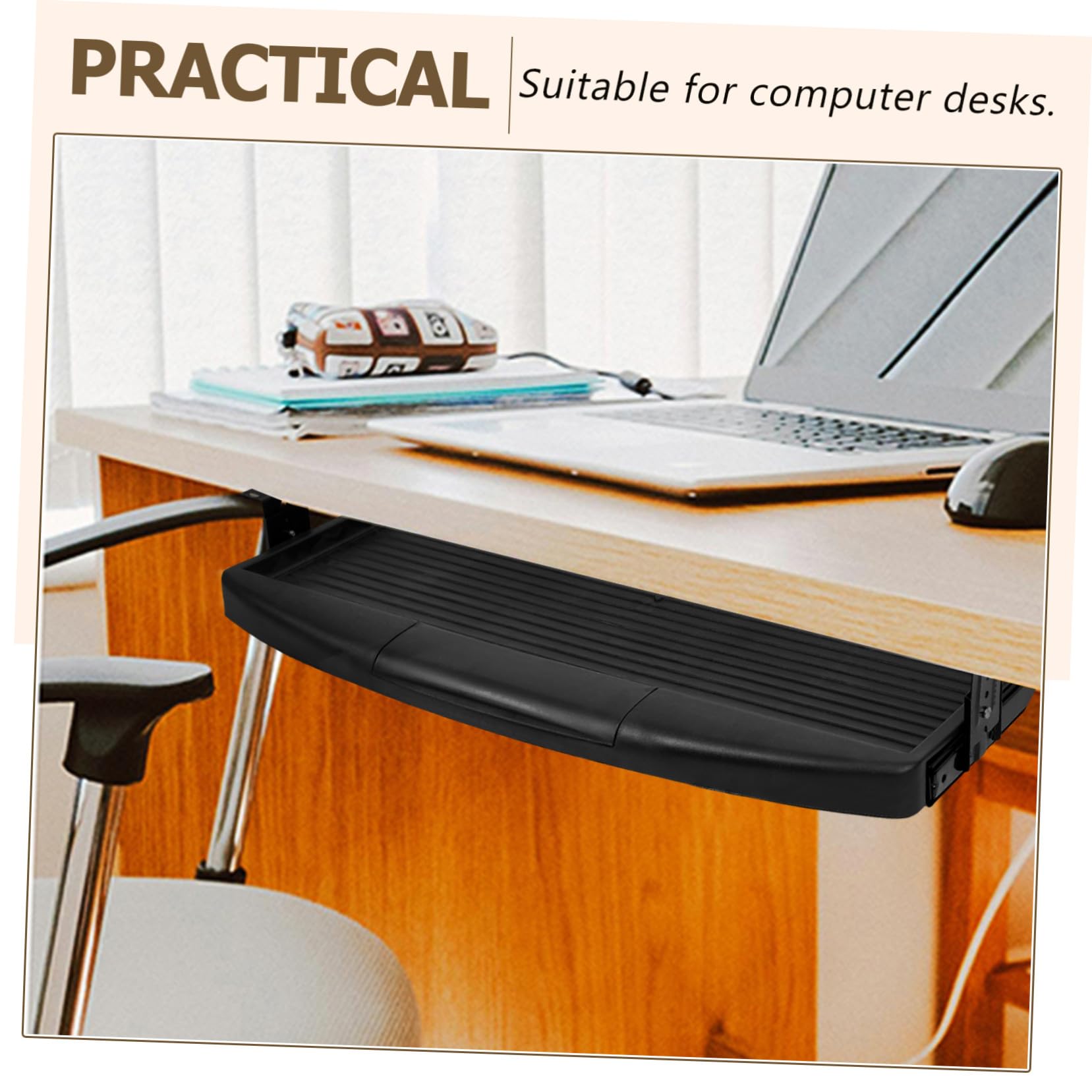 Bandeja Teclado Extraíble bajo Escritorio Plástico y Metal Resistente Organizador Oficina Montaje sin Taladro