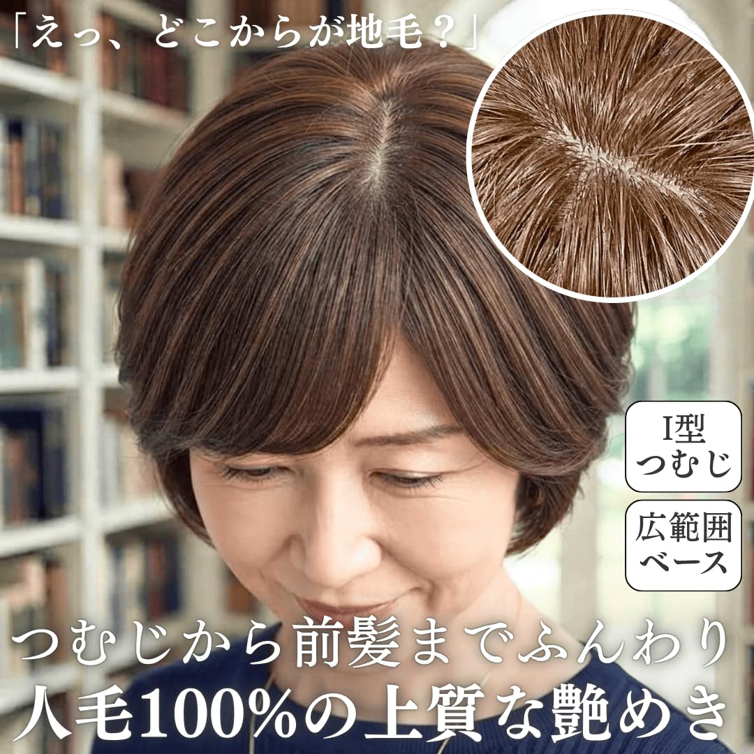 Amazon.co.jp: Luce brillare 部分ウィッグ 人毛100% ヘアピース