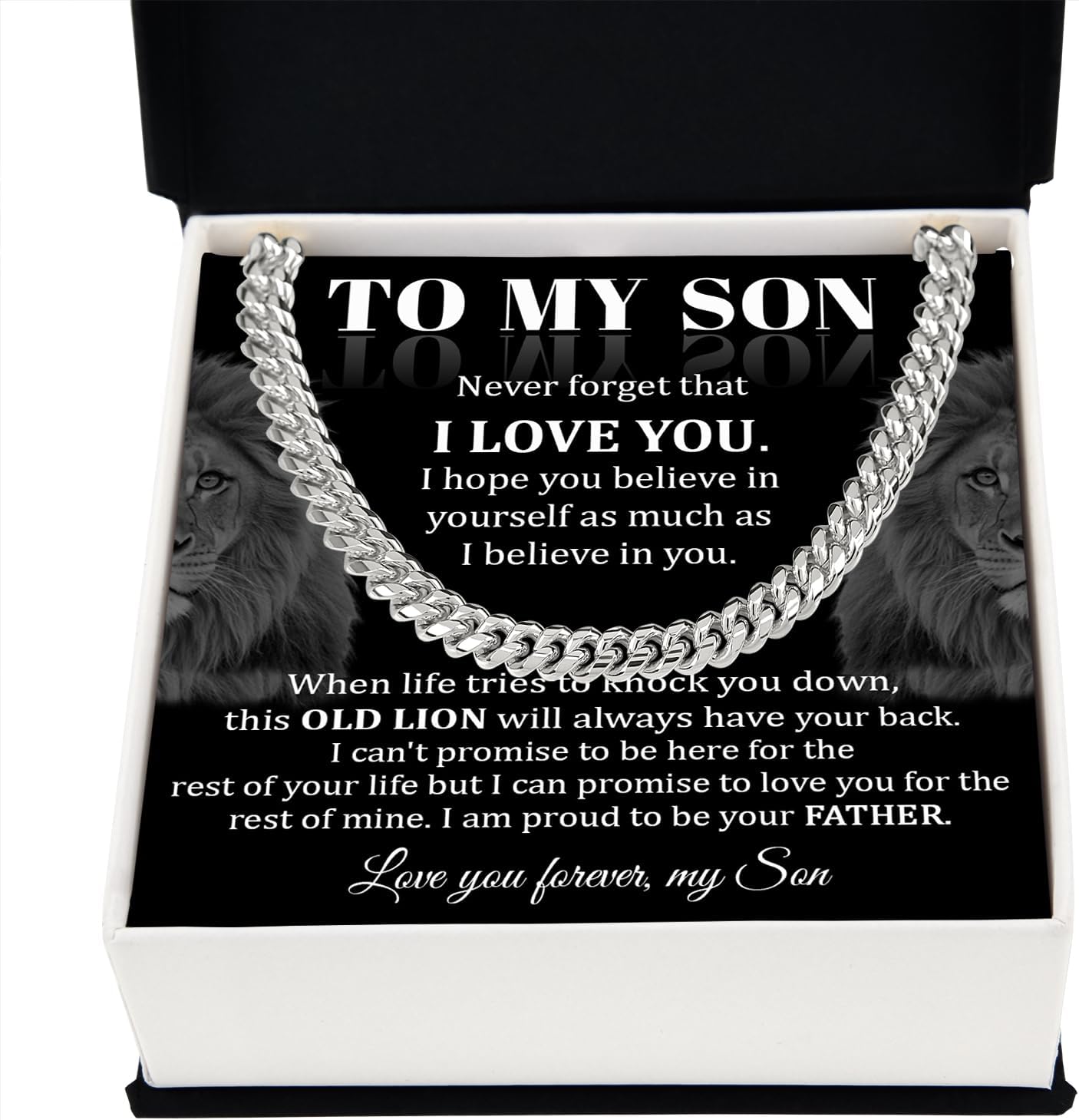 To My Son Necklace Cuban Chain, Sons Necklaces From Mom And Dad, Son Gifts From Father, Graduation Christmas Wedding Anniversary Birthday Necklace For Sons From Mother - Image 2
