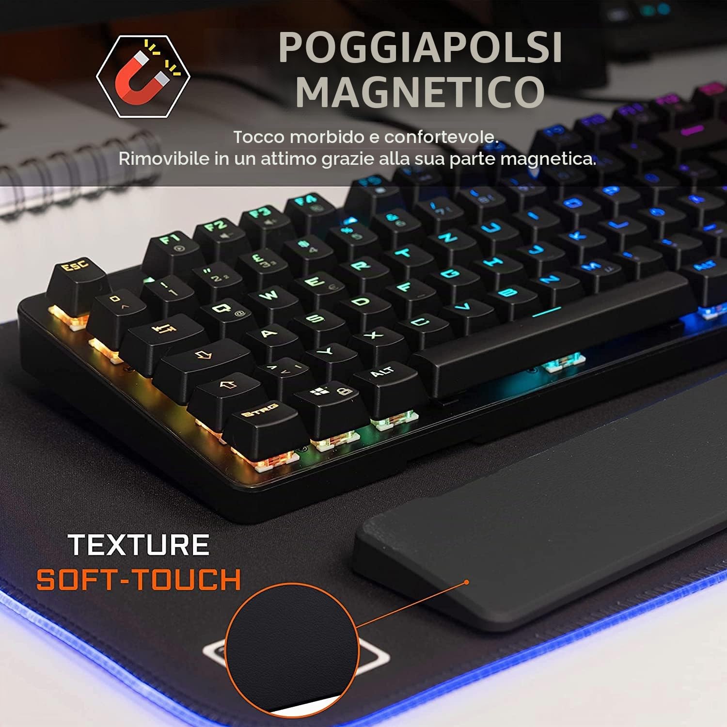 The G-Lab - Keyz Rubidium - Tastiera Meccanica da Gioco - AZERTY, Alte Prestazioni, RGB 100% Personalizzabile, Anti-Ghosting, Poggiapolsi - Compatibile con PC, PS4, PS5, Xbox - Nuovo