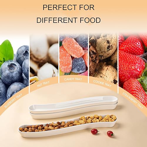 Miniatura 7 de Paquete de 3 platos de aceituna, bandeja de cerámica versátil para aperitivos, bandeja de aperitivos en forma de arco largo, utensilios de