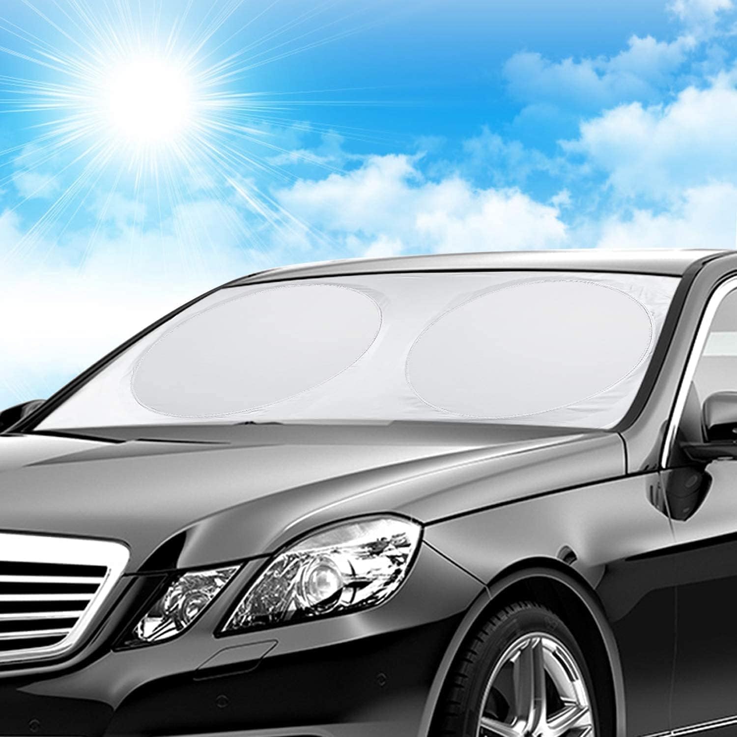 Tendine Parasole Auto, per VW Phaeton Finestrini Laterali Lunotto Parabrezza Completamente Ombreggianti Raggi UV a Blocco Cieco,A-Front Silver