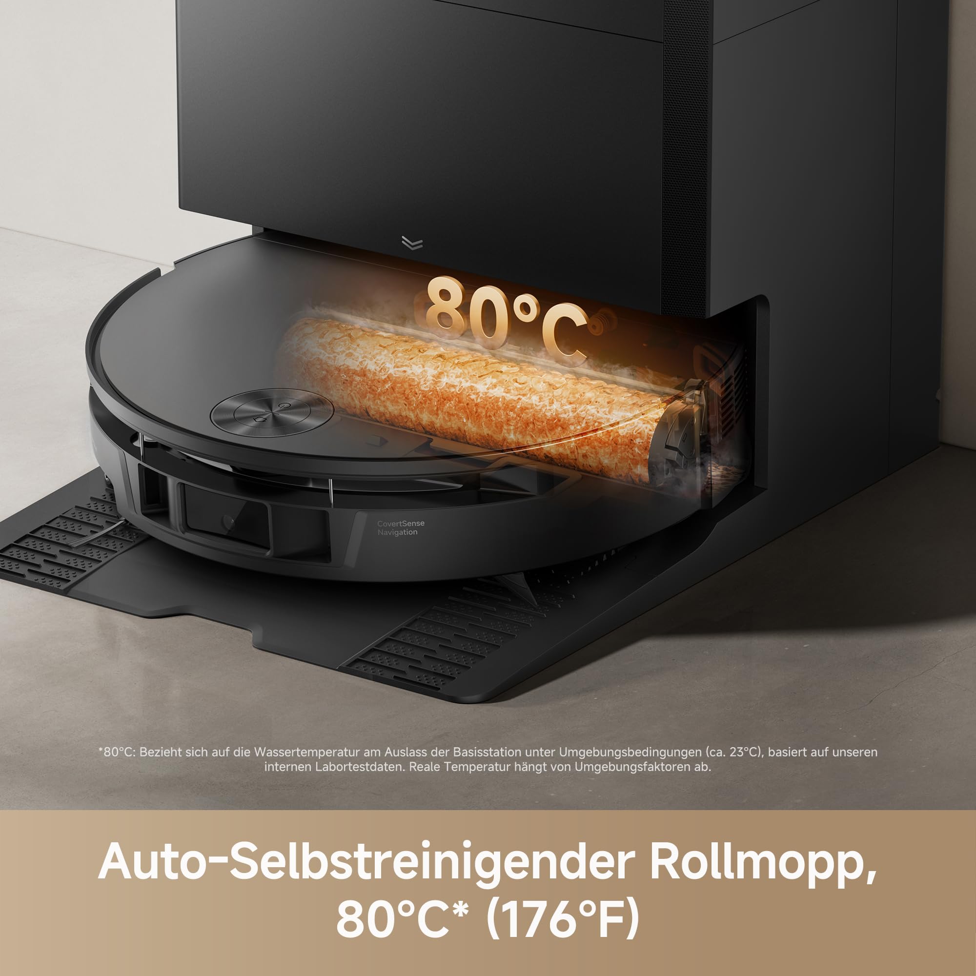 Mova S70 Roller Saug- und Wischroboter, Frischwasser-Wischen, 28.000 Pa, DToF+Linienlaser Hindernisvermeidung, 90mm flach, ausfahrbarer Mopp, 80°C Heißwasser-Selbstreinigung, 75°C Trocknung