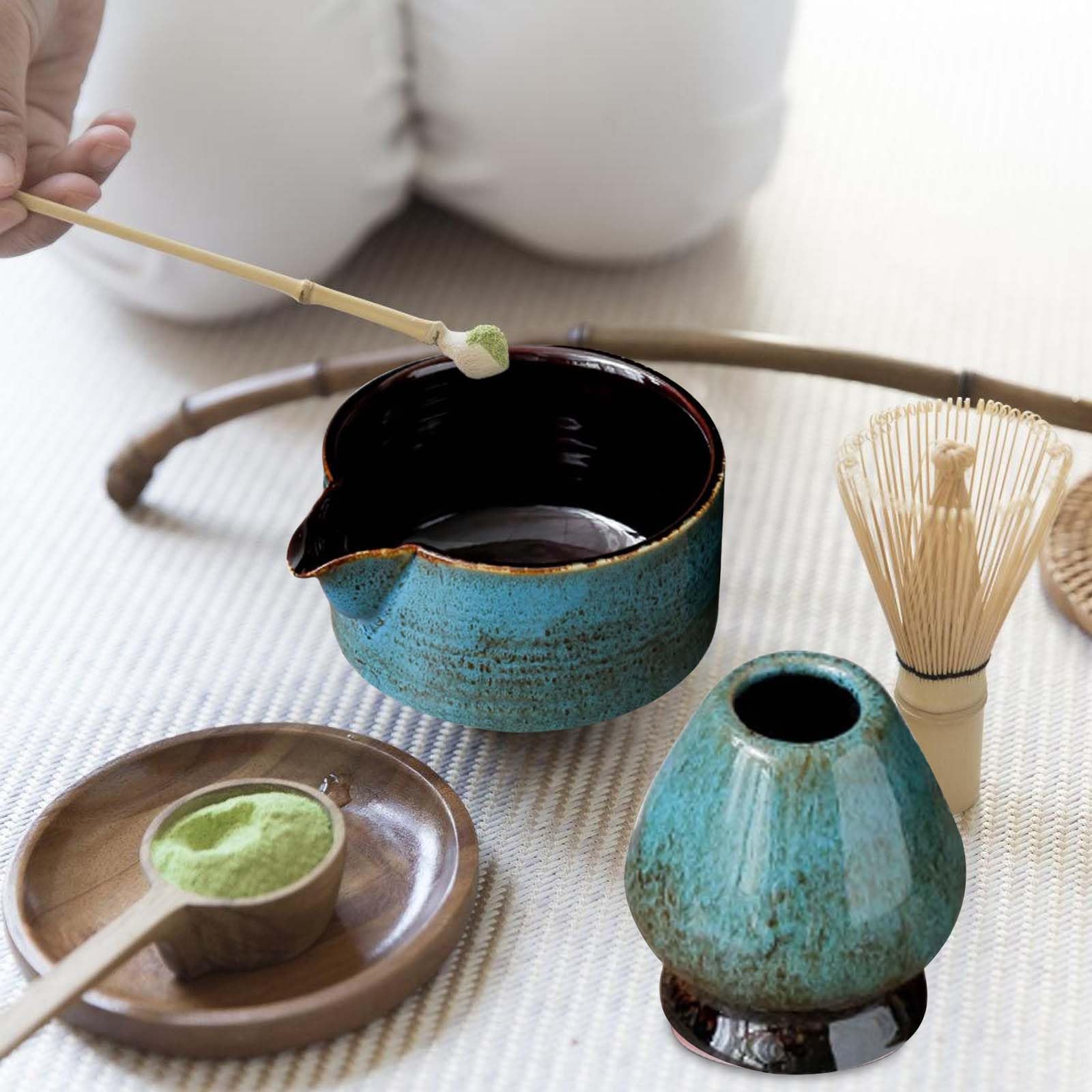 Set da tè Matcha in ceramica dipinto a mano con frusta in bambù e supporto, set cerimoniale del tè giapponese da 400 ml - Italia