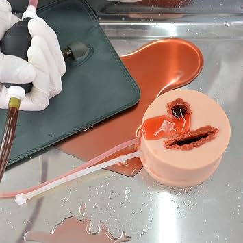 2-in-1 Wound Packing Trainer with Pumping Bag, Realistic Silicone Bleeding Control Simulator for Stop The Bleed Training, Hemorrhage Control Task Trainer for TCCC & Paramedic Practice