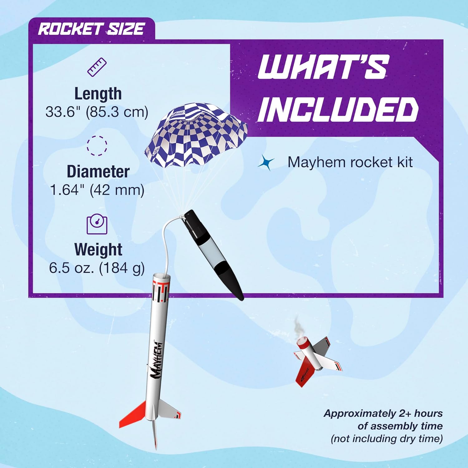 Estes 1320 Mayhem Rocket-Building Kit, Advanced 2-Stage Flying-Rocket-Model Kit for Ages 10+