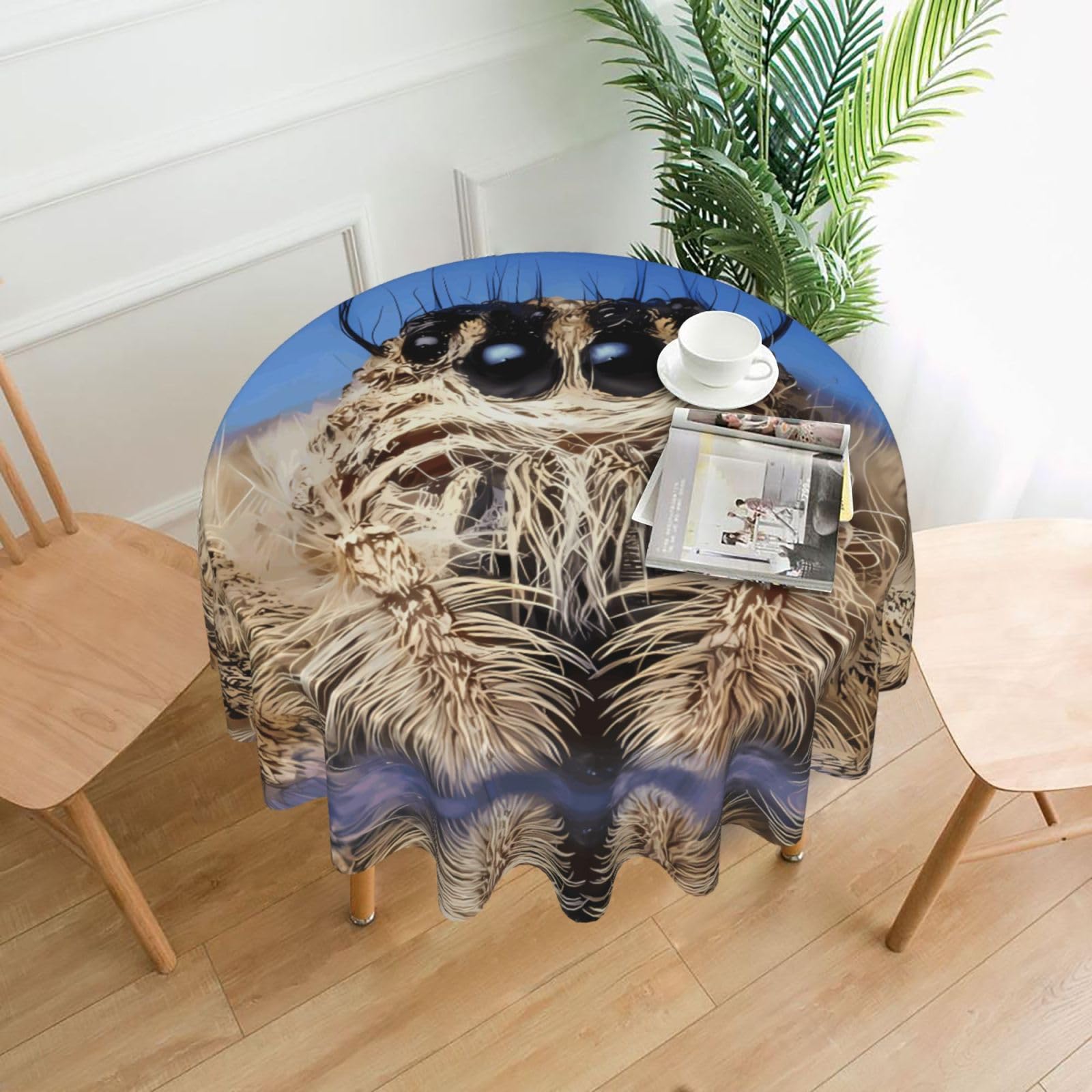 hhxvcv Wildlife Spider Round Tablecloth – Dining Table Cover