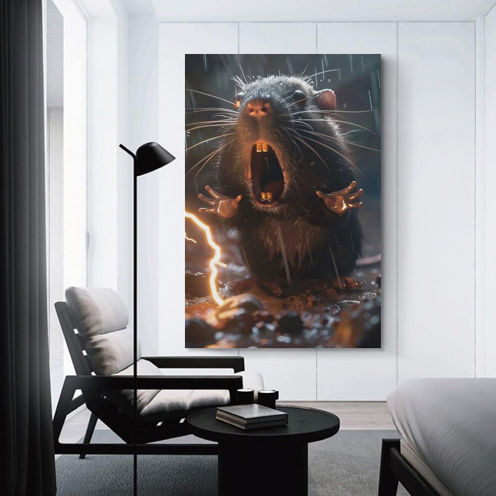 Junmoney Rat Lightning Wall Picture Print, 20x30inch(50x75cm), for Feature Walls in Flats Or Modern Rooms, Decorative Artwork with Flexible Styling
