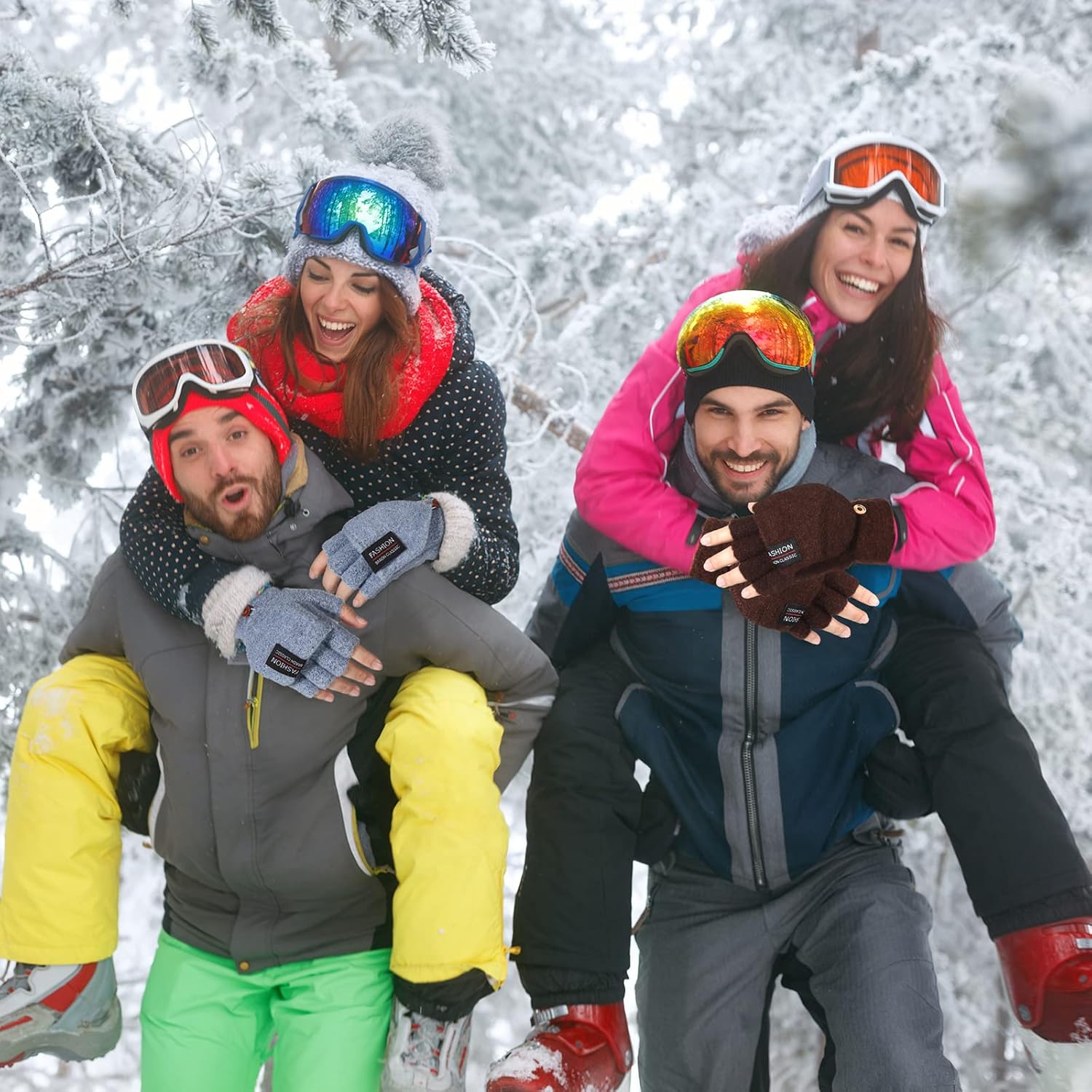 Handepo 8 Pairs Winter Fingerless Gloves for Men Women Warm Knitted Convertible Gloves with Cover Knitted Flip Mittens Multicolor Winter Glove for Cold Weather - Image 7