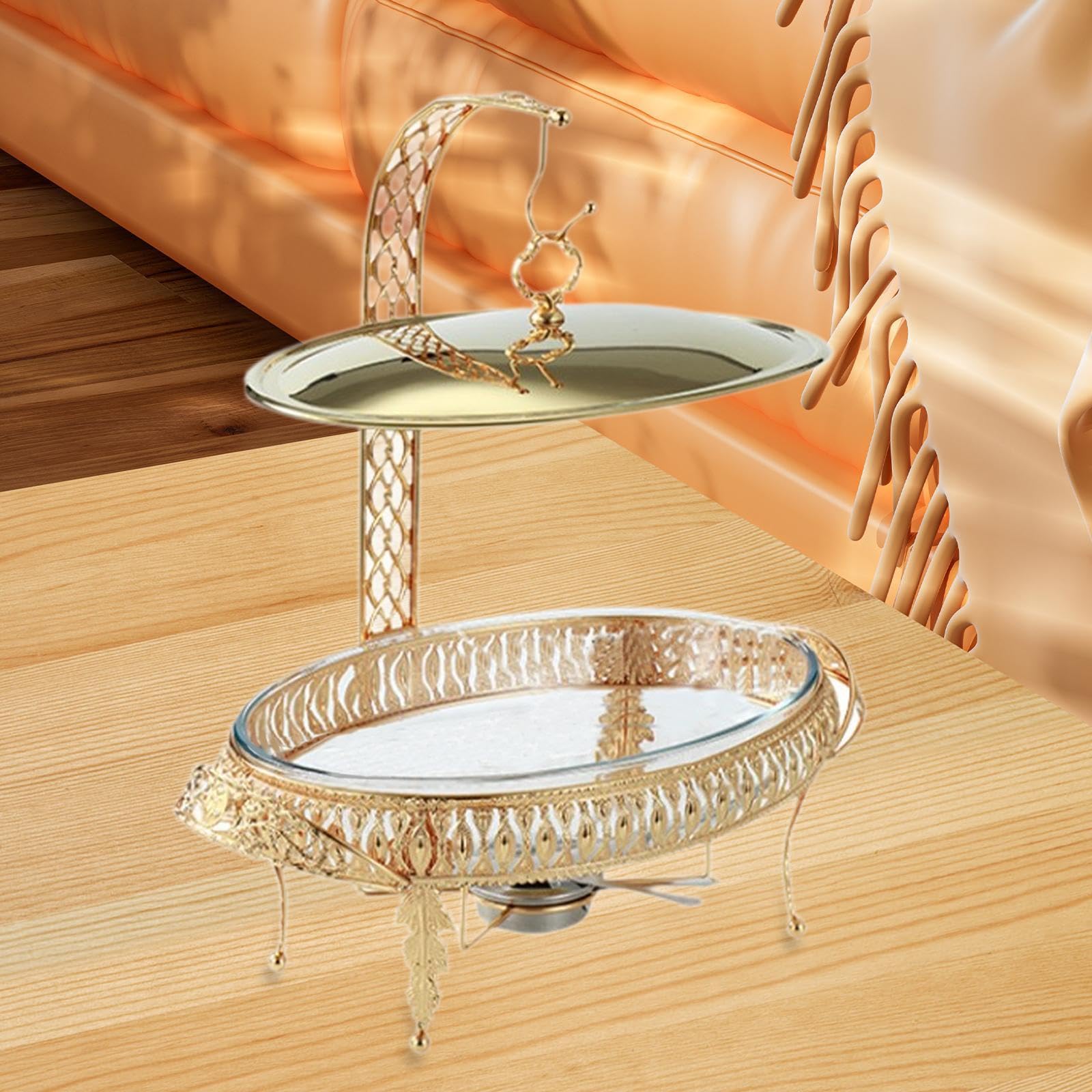 Set Scaldapiatti Da Buffet, Contenitore Riscaldante con Coperchio Appendibile per, 3 L