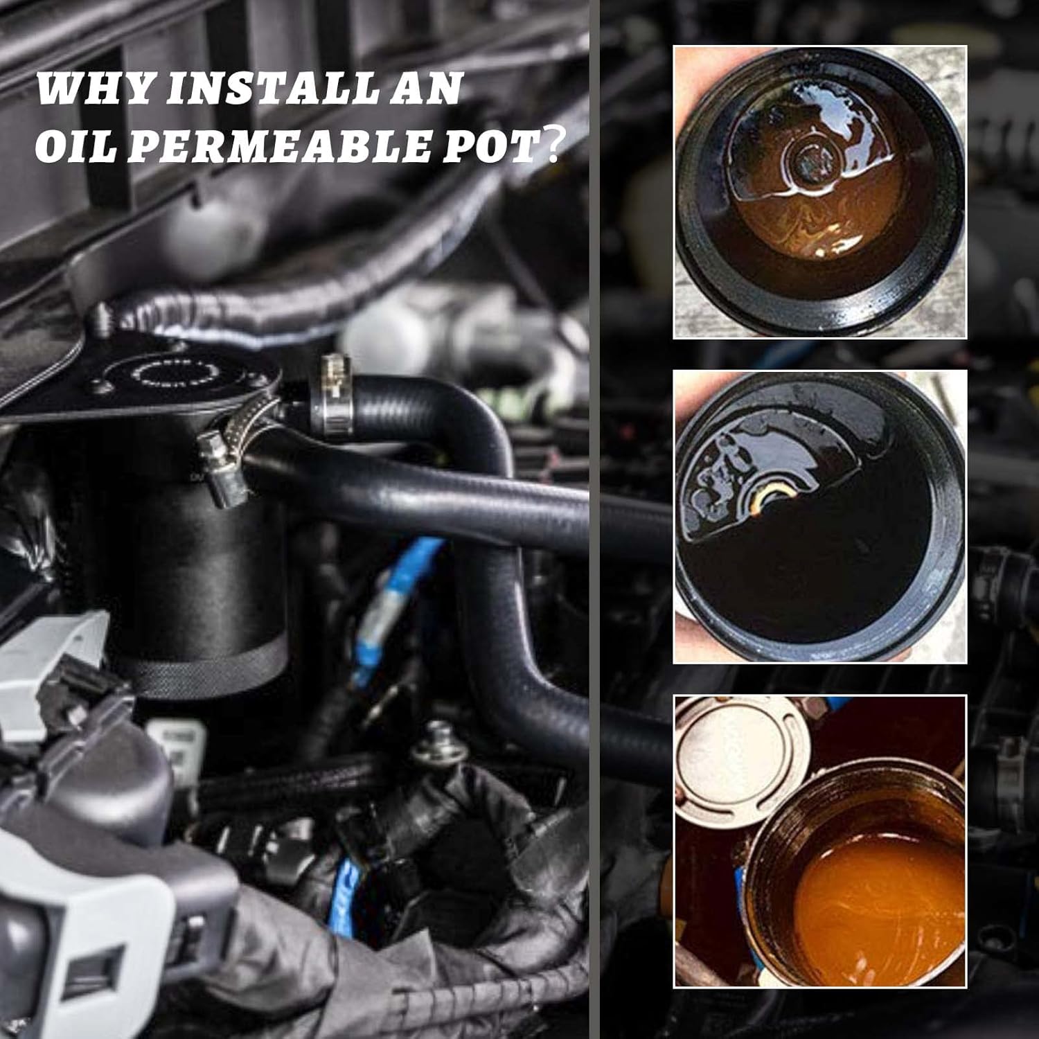 Aluminum Alloy Oil Catch Can Reservior 300ml Automotive Replacement Catch Can Breather Tank Kit Compatible with BMW N54 335i 135i E90 E92 E82 2006 2007 2008 2009 2010,Black