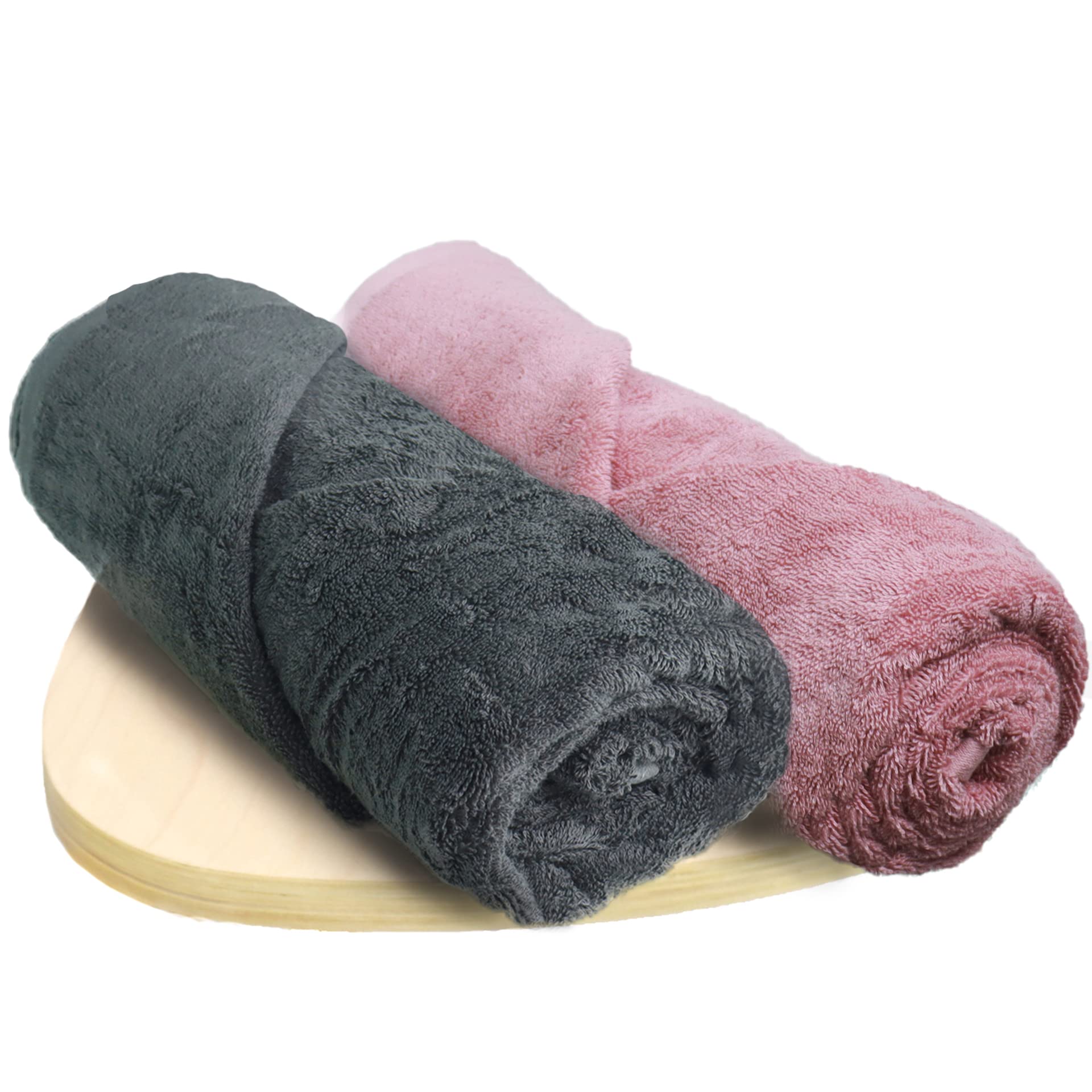 HEELIUM Bamboo Bath Towel | Ultra Absorbent | 3X Softer Than Cotton Towels | 140 x 70 cm - 600 GSM | Pack of 2 - Peach, Grey
