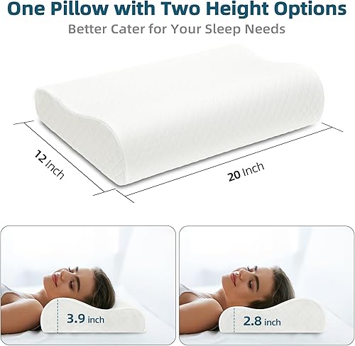 Miniatura 2 de urnexttour Almohada cervical para aliviar el dolor de cuello, almohadas de espuma viscoelástica de contorno para dormir, almohada de cama con dos