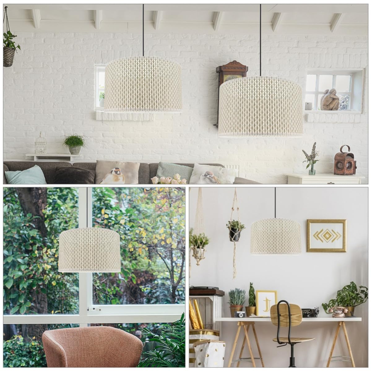ERINGOGO Paralume Lampada da Tavolo in Carta Beige E27 Stile Moderno Elegante Lavorazione Fine Facile da Usare per Soggiorno