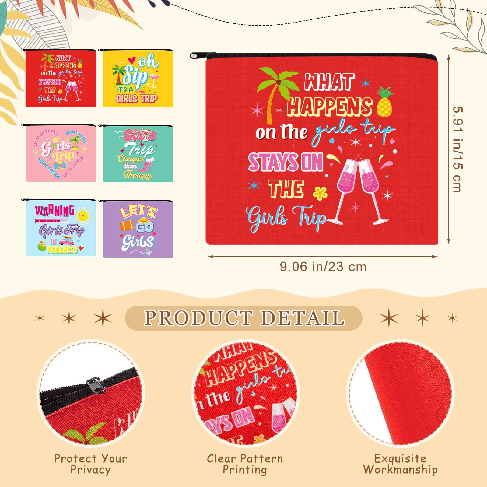 LemonRoad 6 Set/37 Pcs Girls Trip Gifts Plastic Tumbler Cup, Girl Weekend Gift Eye Masks Perfume Travel Bottle Cosmetic Bag Combs for Women Travel Friendship Wedding Bachelorette Party(Bright Color)