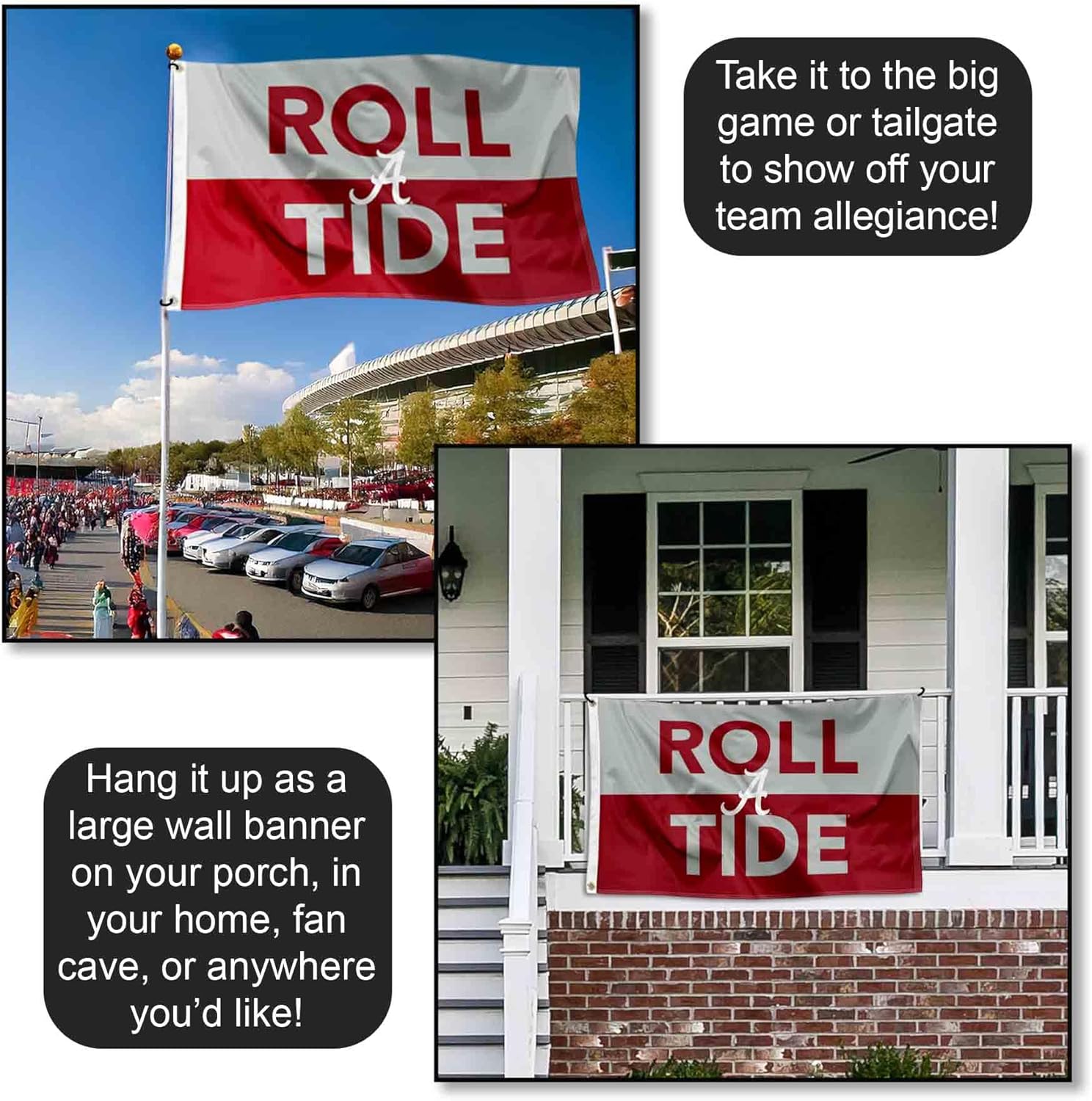 College Flags & Banners Co. Alabama Crimson Tide Roll Tide Large Outdoor Banner Flag