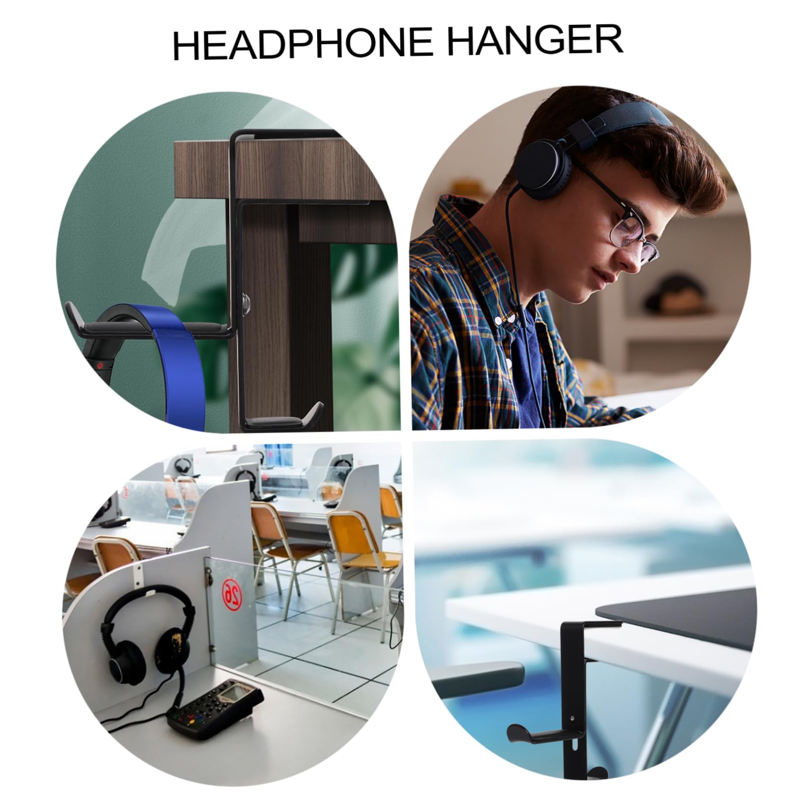 UKCOCO 3 Piezas Colgador De Auriculares Organizador De Auriculares Gancho De Almacenamiento De Auriculares Soporte para Colgar Auriculares Aleación Montado En La Pared Marco De La Mesa