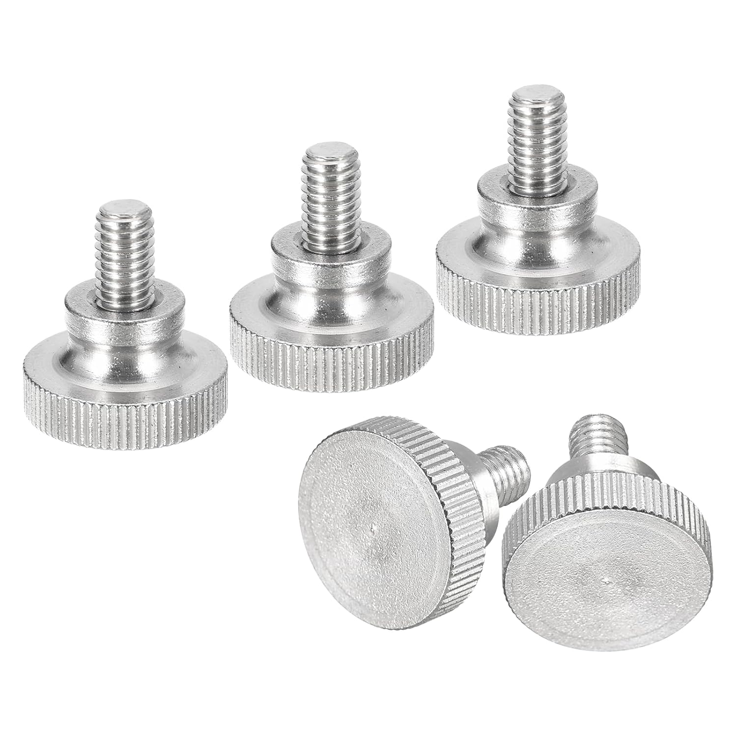 uxcell M6x10mm Knurled Thumb Screws, 5pcs 304 Stainless Steel Flat Knurled Head Thumb Screws Bolts with Shoulder Grip Knobs Fasteners