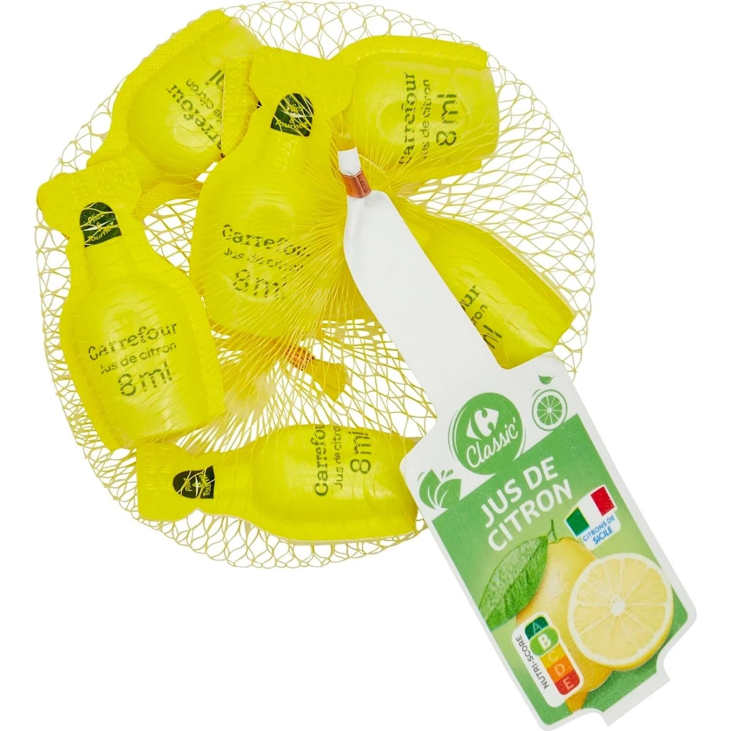 CARREFOUR CLASSIC' - Jus de Citron de Sicile - 6 Dosettes de 8mL - 48g - Le Lot De 4