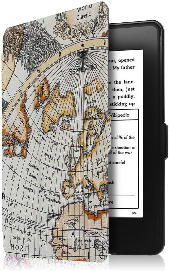 Fintie Slimshell Case for Kindle Paperwhite - Fits All Paperwhite Generations Prior to 2018 (Not Fit All-New Paperwhite 10th Gen), Map White