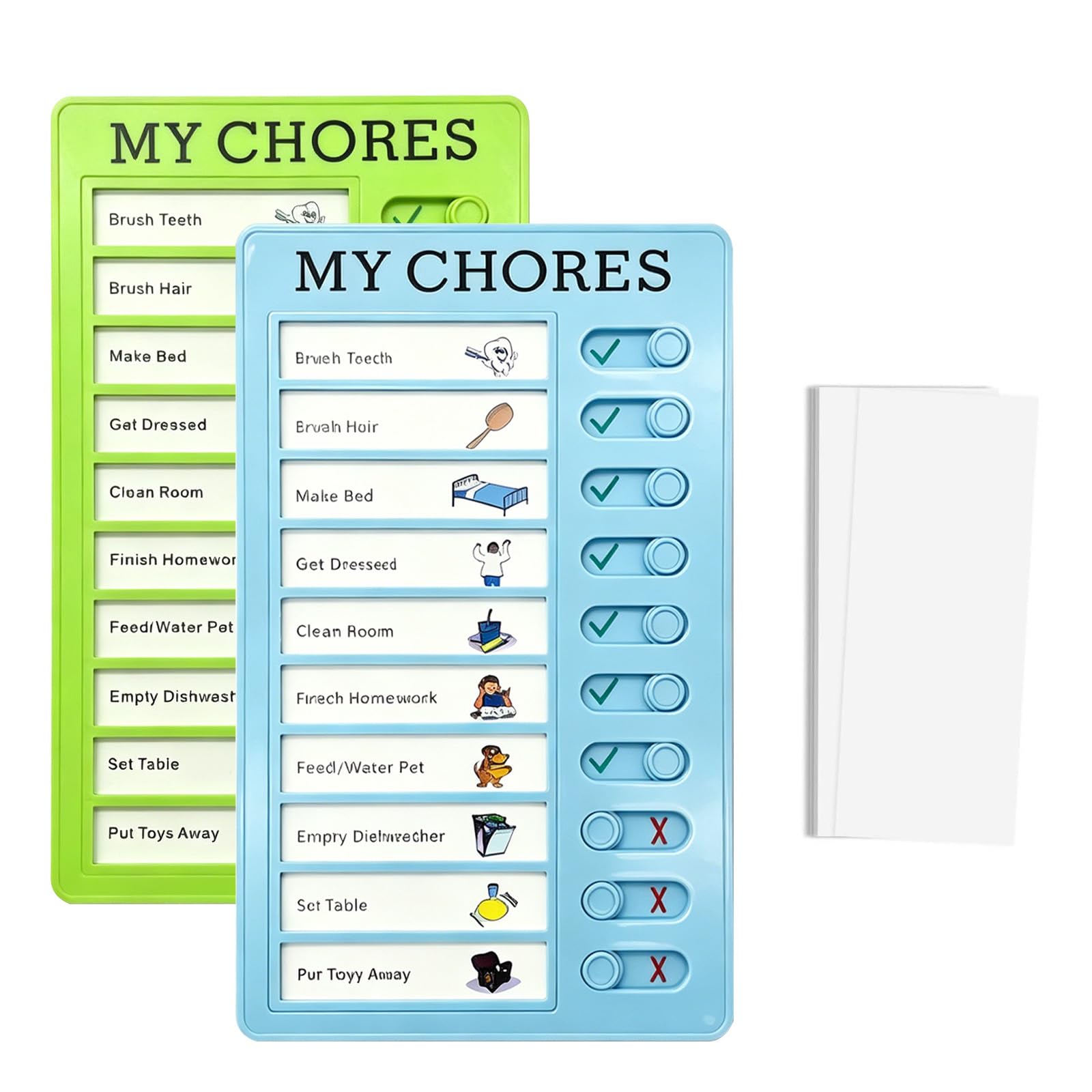 2Pcs to Do List Checklist Boards, Detachable Chores Chart for Kids, Routine Chart for Children with 40 Replaceable Paper