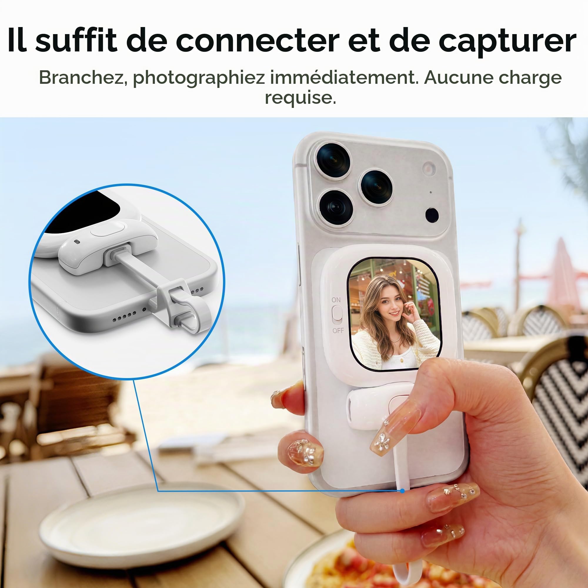 Vlogmate Mini écran à selfie Vlog - Support de téléphone pour selfies arrière - Vlogging / Live / TikTok - Compatible avec écran de caméra arrière iPhone