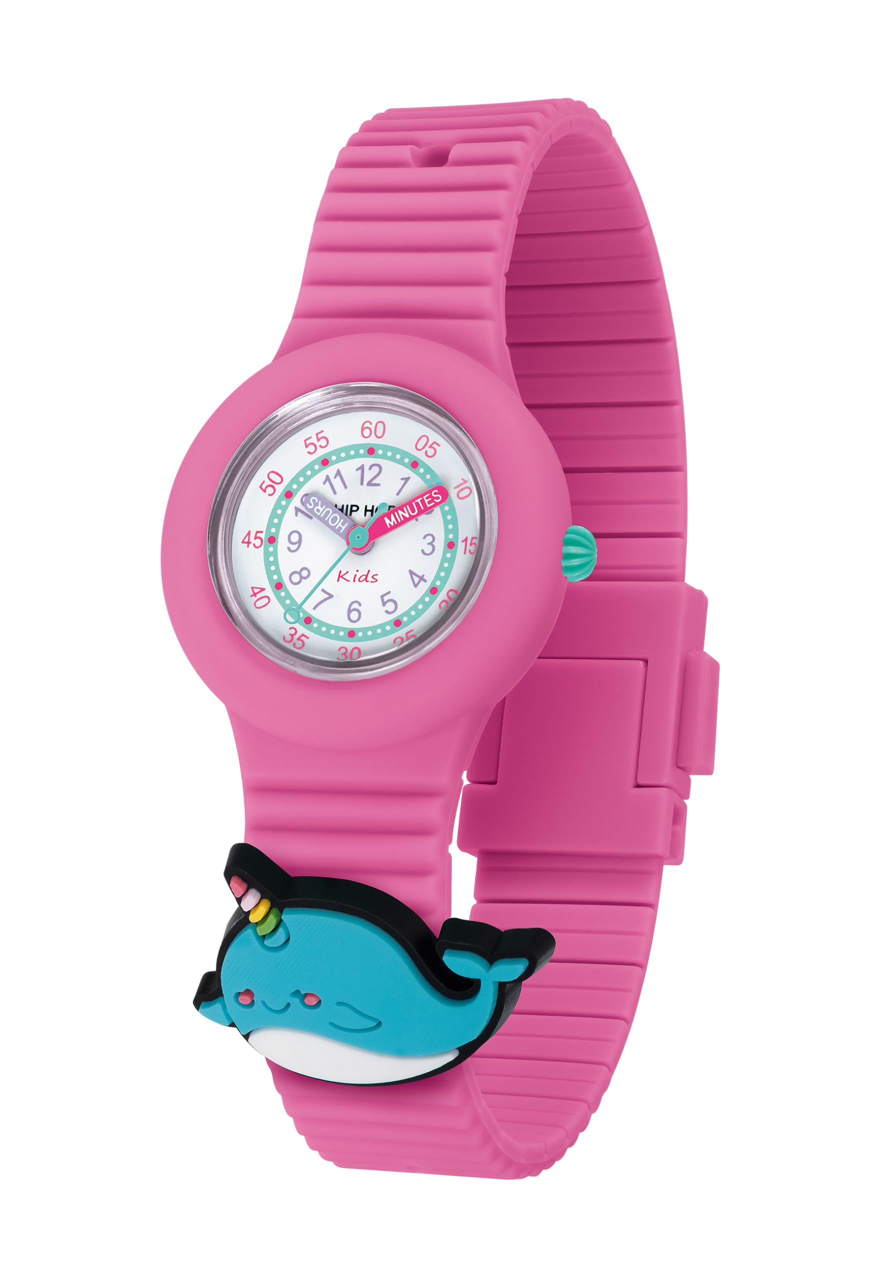HIP HOP, Collezione PINTASTIC!, Orologio Bambini, Movimento al Quarzo, Cassa 32 mm, Resistente all'Acqua, Cinturino in Silicone Ipoallergenico, con 5 Elementi Decorativi a Tema Inclusi, Idea Regalo