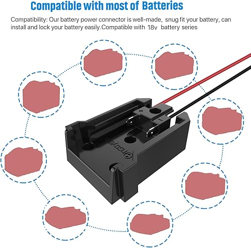 Miniatura 3 de Convertidor de corriente CC y adaptador de rueda de alimentación con fusible e interruptor para batería, convertidor de CC reductor de 18 V a 12 V,
