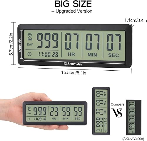 Miniatura 10 de Temporizador digital de cuenta regresiva  AIMILAR hasta 999 días de cuenta atrás temporizador de cuenta atrás para laboratorio cocina jubilación