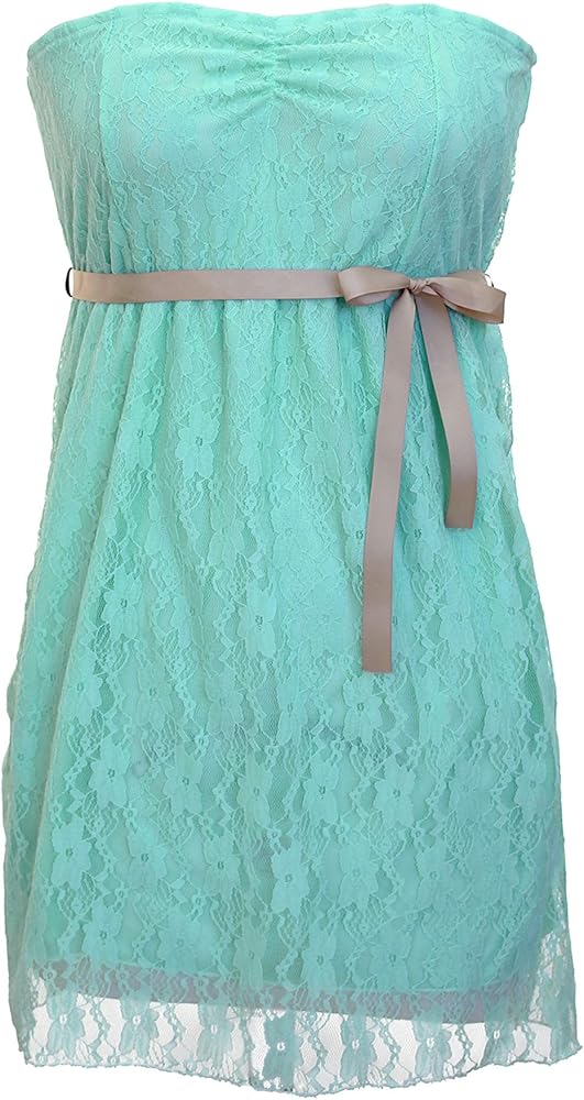 Amazon.com: Sea Foam Green Lace Strapless Junior Size Dress with Bow Size  Large Green Default Title : Clothing, Shoes & Jewelry