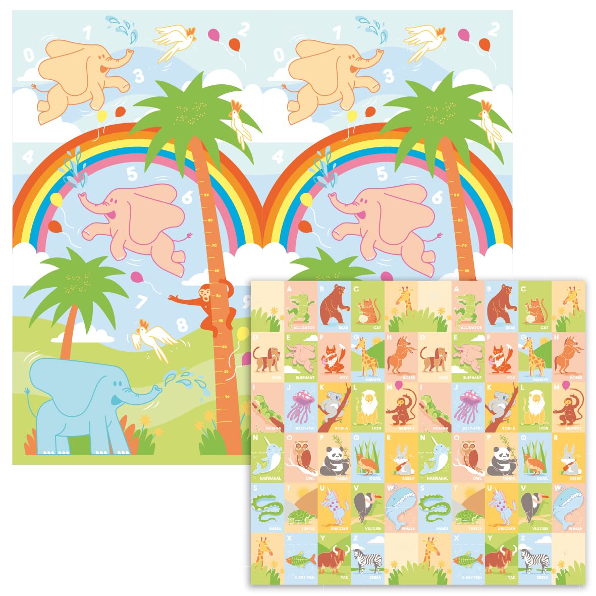 Alea Baby Alfombra de juegos para niños plegable 170 x 150 x 0,5 cm – Alfombra para bebés y gatos para habitación infantil y suave (con bolsa) Certificado CE – Diseñado en Italia