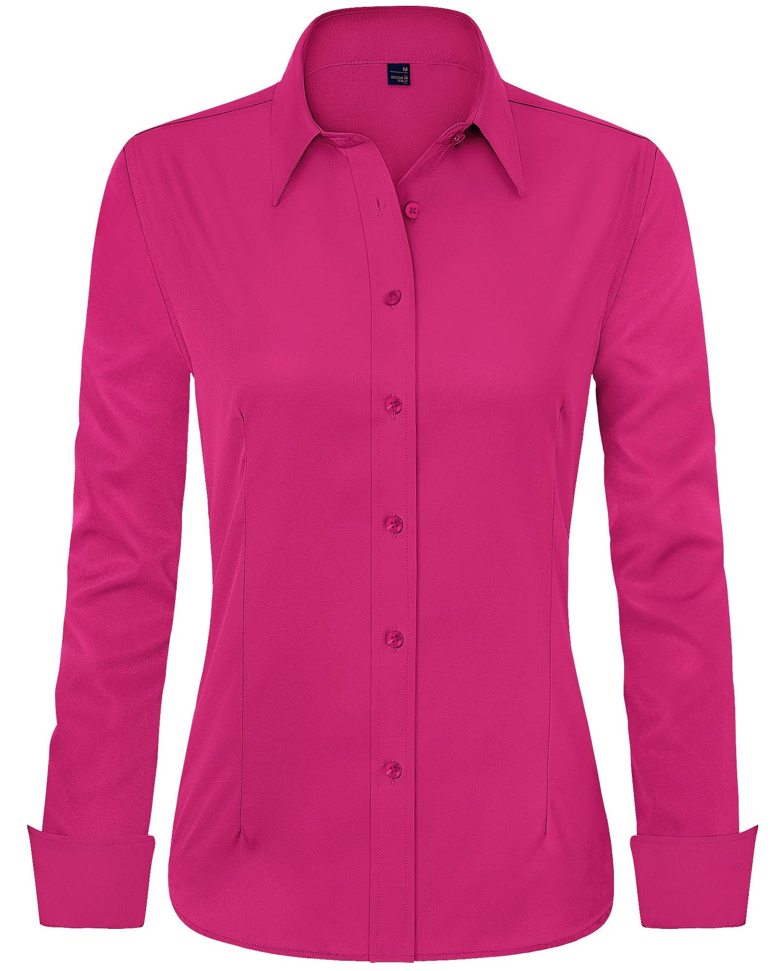 J.VER Womens Dress Shirts Long Sleeve Button Down Shirt Wrinkle-Free Business Casual Blouse Office Work Tops