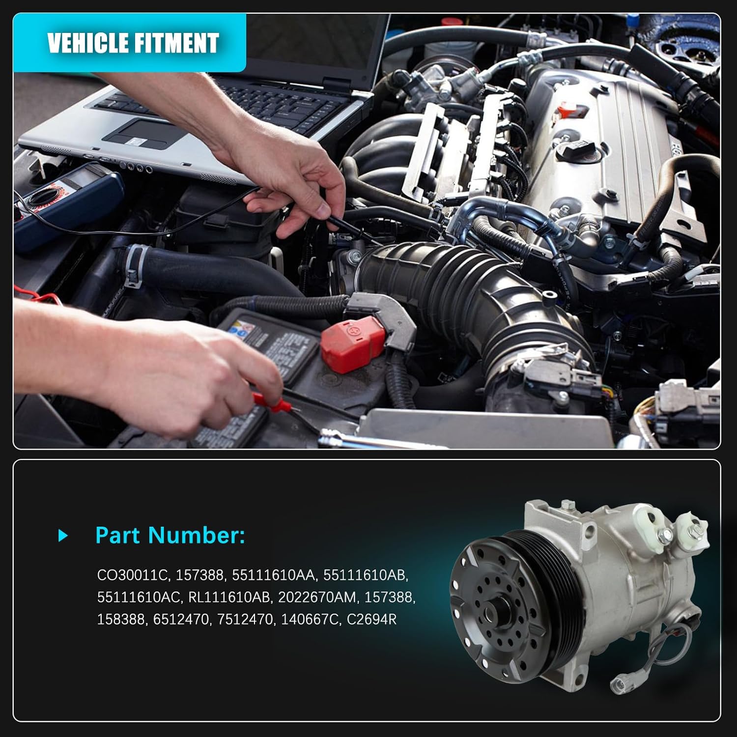 Air Conditioner AC Compressor with Clutch Fit for Dodge Caliber 2009-2012 Fit for Jeep Compass Patriot 2009-2017 CO30011C 157388 55111610AA 55111610AB 55111610AC RL111610AB