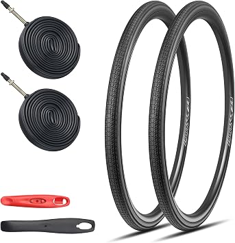 2-Pack 700x28/32/35c Road Bike Tire Set, Foldable Tires with Presta Valve FV48 Inner Tubes and Tires Lever,Suitable for Road BikesCity BikesTouring Bicycle Bike