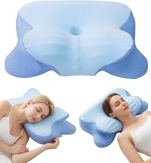 Almohada de cuello cervical para dormir, almohada ergonómica de espuma viscoelástica para aliviar el dolor de cuello, almohada de cuello para espalda, almohadas para dormir de lado, almohada de apoyo para el cuello con funda de almohada