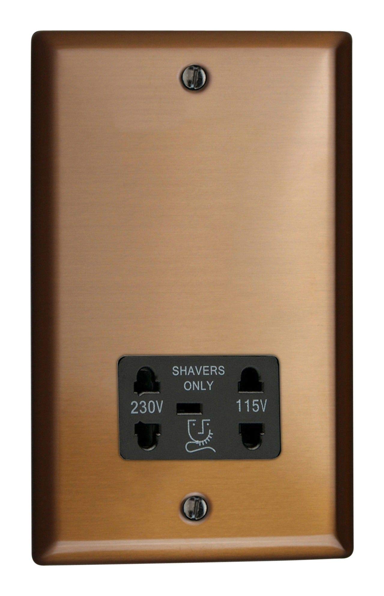 Varilight Dual Voltage Shaver Socket 230V/115V Brushed Bronze