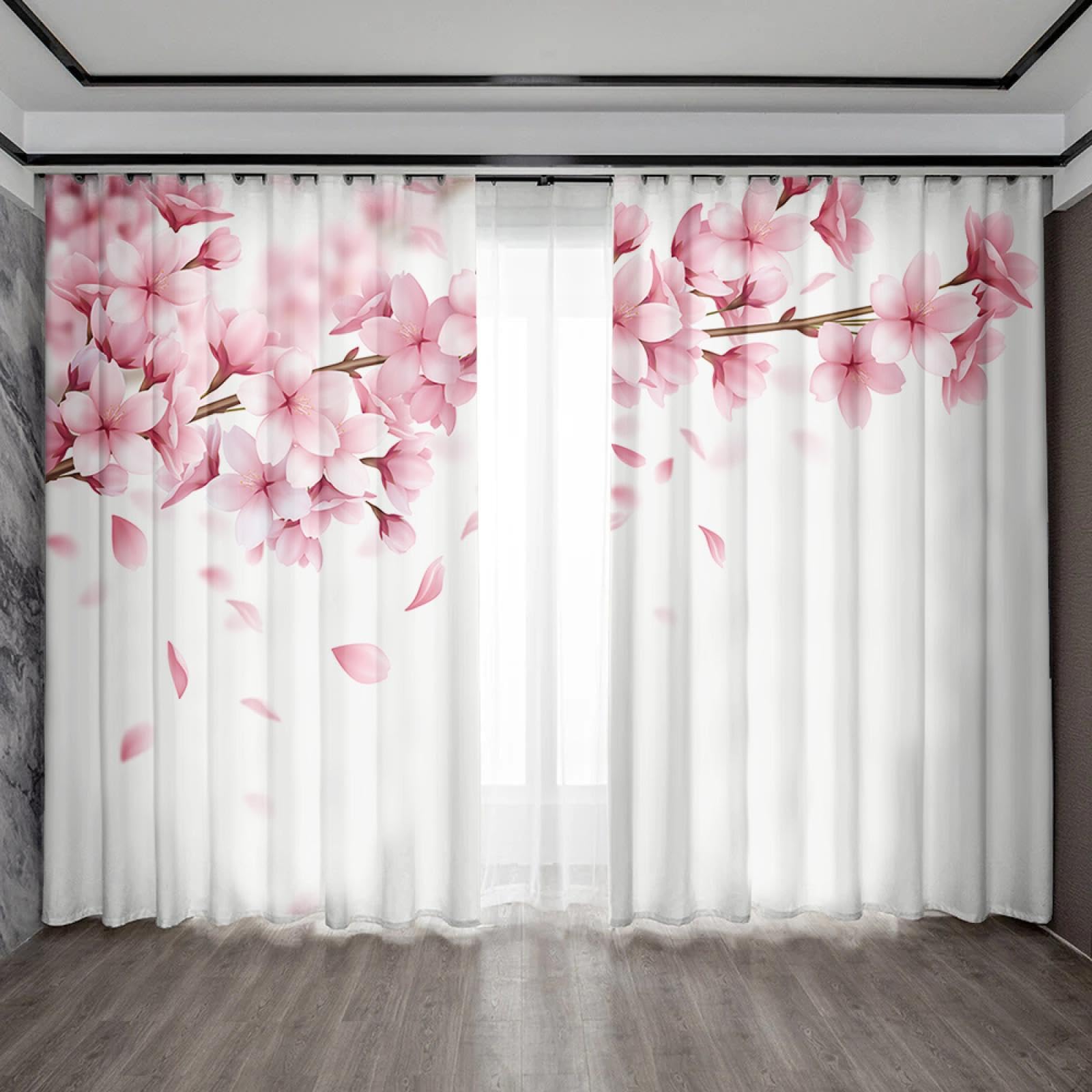Rideaux de fenêtre 132x220cm avec décoration à fond floral pour salon