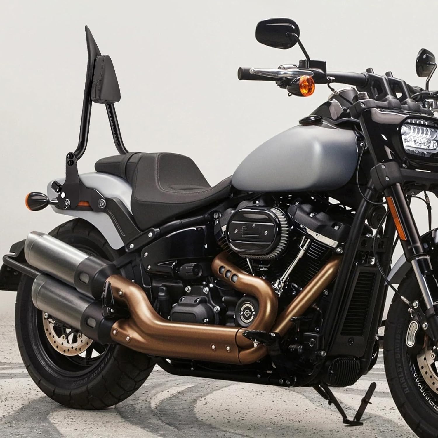 Mofun Detachable 24" Height Passenger Backrest Sissy Bar Compatible with Harley Softail Fat Bob FXFB FXFBS 2018-2025 Gloss Black