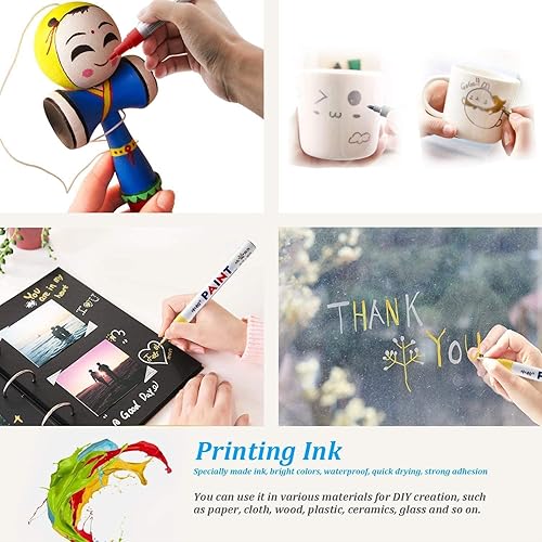 Miniatura 3 de Paquete de 3 rotuladores de pintura para neumáticos, tinta impermeable permanente para neumáticos de coche, vehículo, motocicleta (dorado)