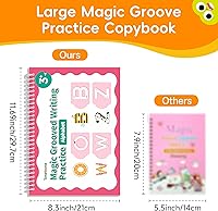 Vista 3 de Large Magic Grooved Writing Practice for Kids 3-5, Grooved Writing Books Ages 6-8, Magic Book Handwriting Practice for Kids 5-7, Preschool Workbook
