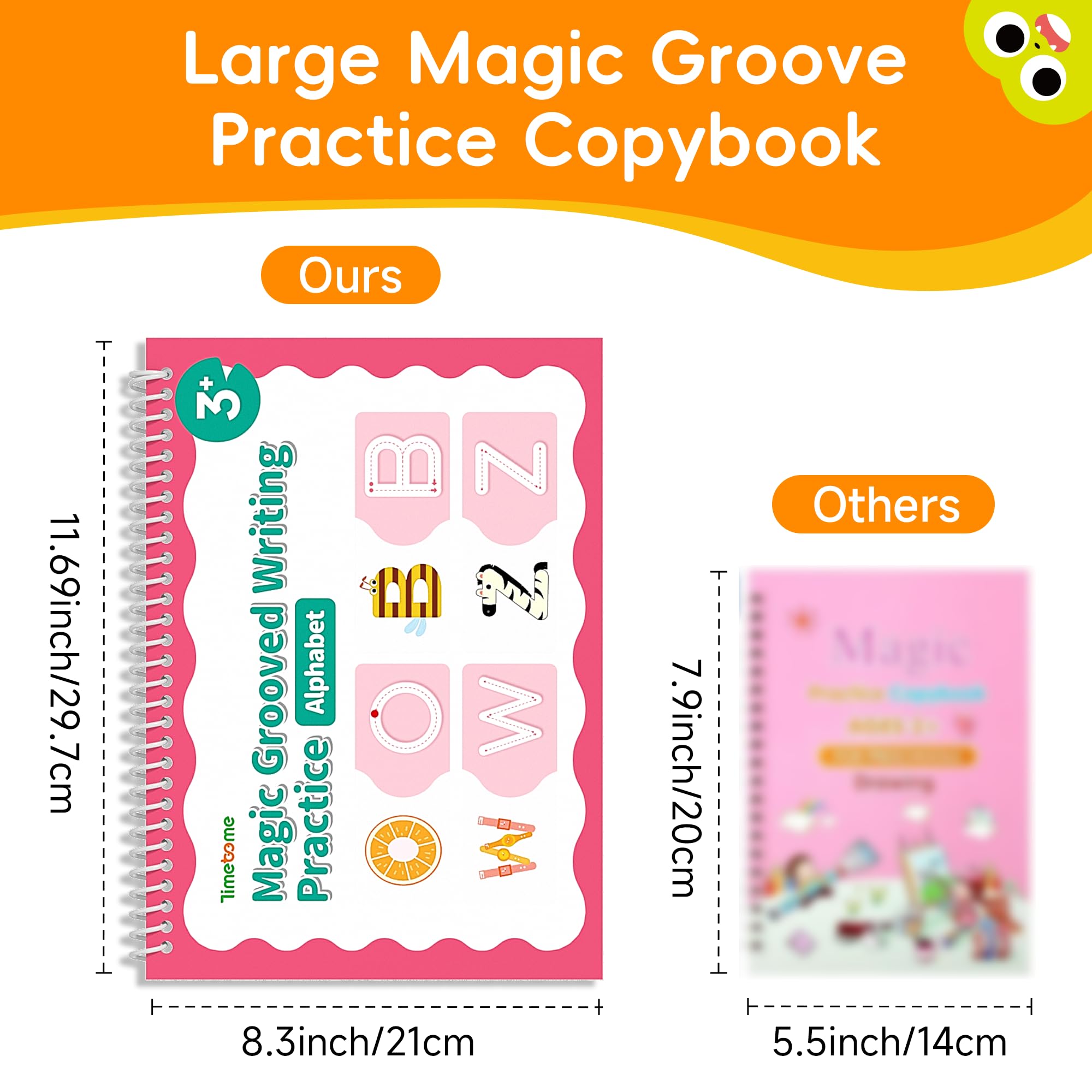 Magic Groove Practice Copybook, rowkowane pismo odręczne dla dzieci, wielokrotnego użytku, rowkowane zeszyty do pisania odręcznego w wieku 3-8 lat, do przedszkola (6 książek