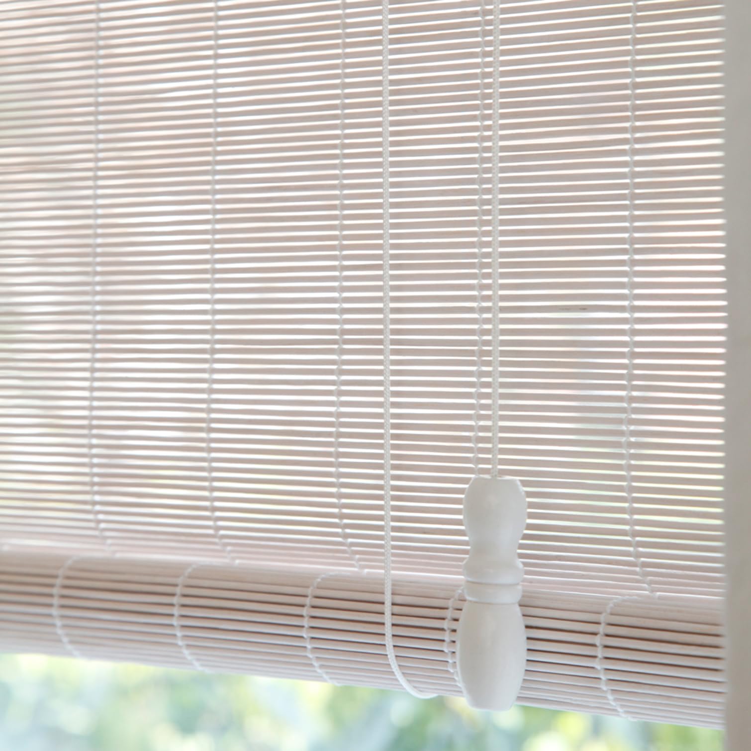 Estores de Bambú Natural,Persianas enrollables Blanco,Persianas de Madera Ganchos,Estor para Ventana,Cortina Parasol,para Interior y Exterior,Personalizad,Ancho x Alto (120cm x 120cm)