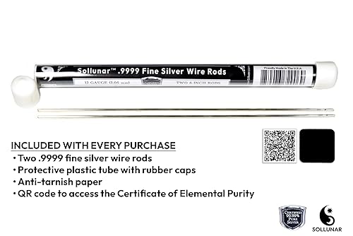 Miniatura 2 de Electrodo coloidal de plata fina .9999, 2 varillas de calibre 12 (0.081 in) de diámetro, 8 pulgadas de largo, hecho a mano, purificado de 5 vías,