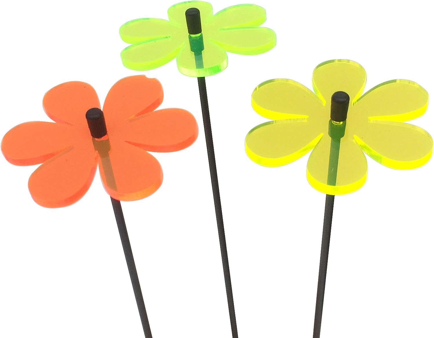 Suncatcher Garden Ornaments Daisy, Set of 3 Small Decorative Garden Stakes, Outdoor Yard Accessory, Great Gardeners Gift, Colour:red/Yellow/Orange : Patio, Lawn & Garden
