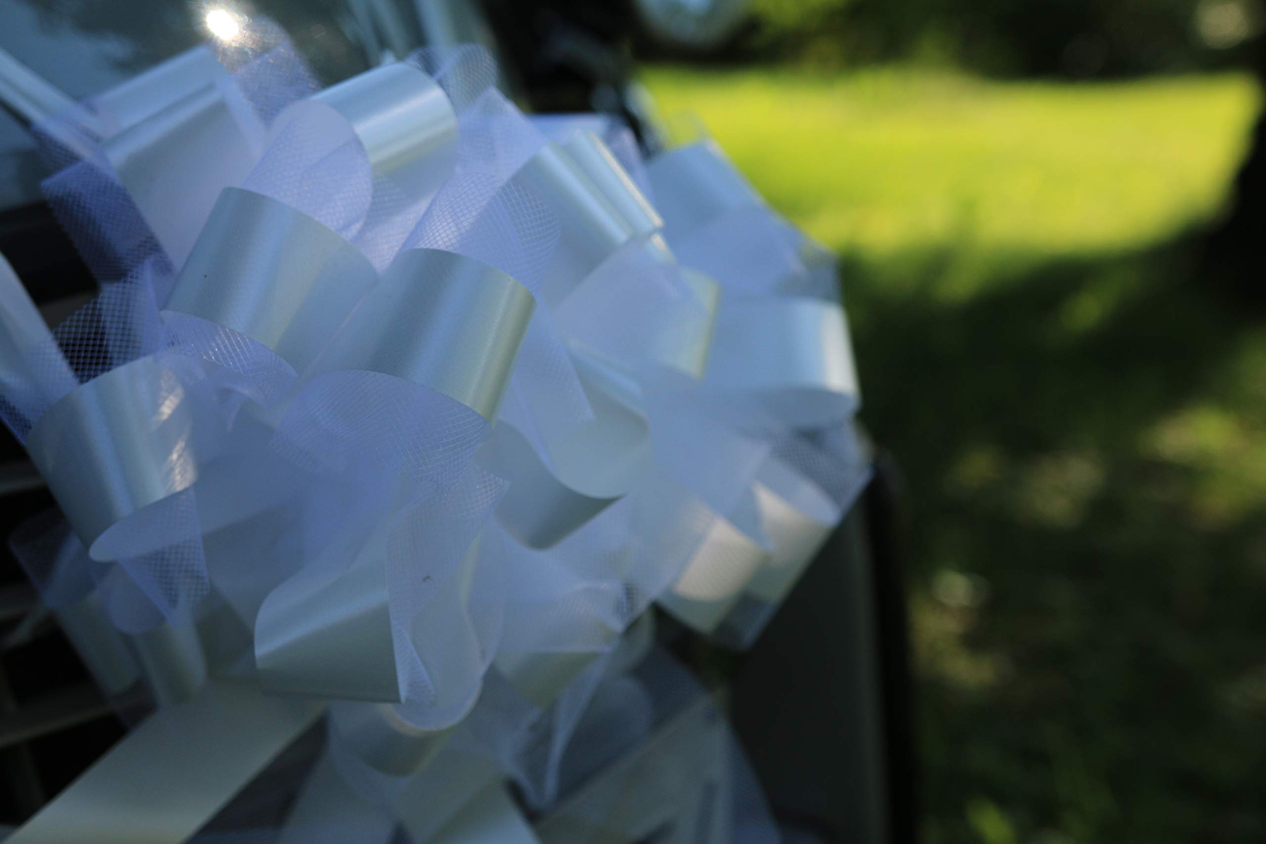 BOLIS Kit COCCARDE Bianco | Decorazione Auto Matrimonio |Fiocchi Auto | Ideale per Auto CASA Nozze Battesimo Laurea Comunione Gran Fiocco