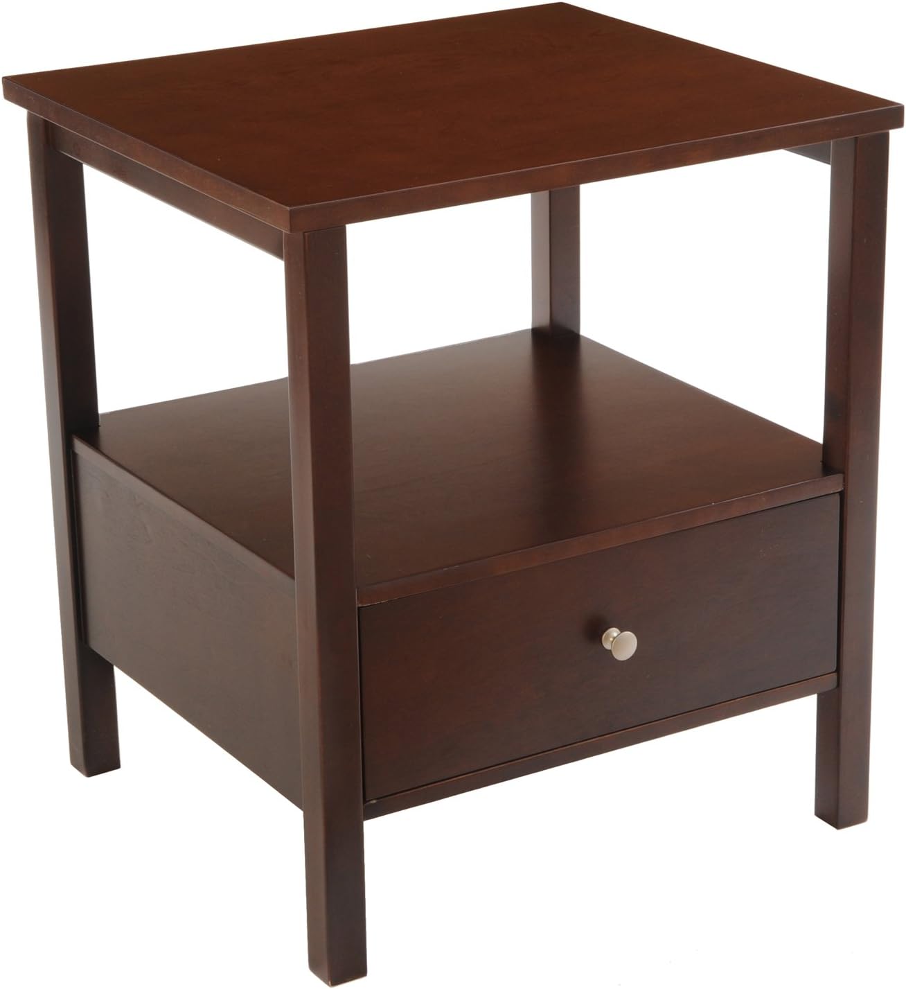 End Table with Full Wood Top and Drawer Espresso Home