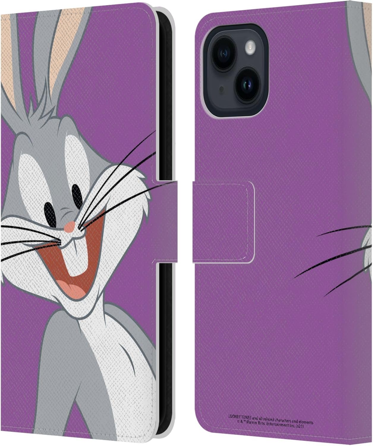 Head Case Designs Officially Licensed Looney Tunes Bugs Bunny Characters Leather Wallet Case Compatible with Apple iPhone 15