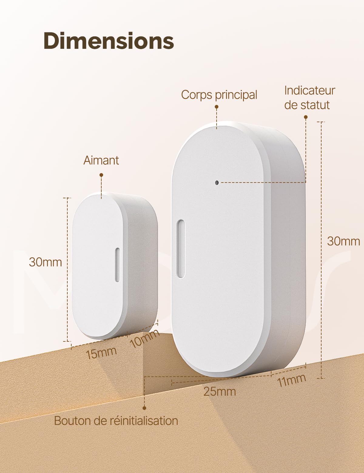 MOES Capteur de Porte et de Fenêtre Intelligent, Nécessite ZigBee Tuya Gateway, Détecteur lumière sans Fil pour Système d'alarme et Maison, Compatible avec Smart Life/MOES/Tuya, 3PCS